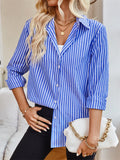 Women's Casual Stripe Long Sleeve Button Up Blouse