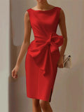 ‌Women's Elegant Trendy Bowknot Decorated Sleeveless Knee Length Dress‌