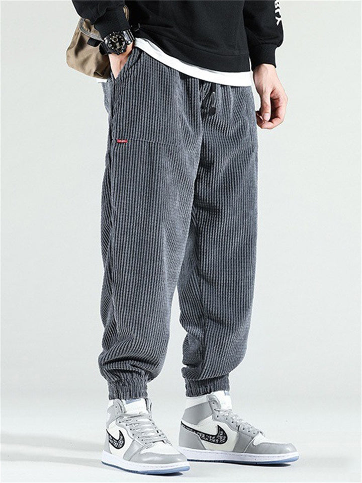 Men's Fashion Corduroy Drawstring Ankle-tied Pants