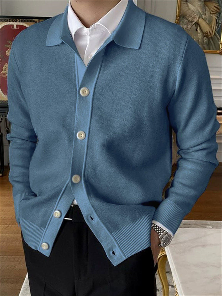 Men's Slim Fit V-Neck Button-Down Casual Business Knitted Cardigan