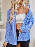Women's Casual Stripe Long Sleeve Button Up Blouse