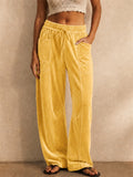Womens Trendy Velvet High Waisted Wide Leg Cargo Pants