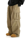 Men's Loose Fit Wide Leg Utility Cargo Pants with Multiple Pockets