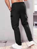 Men's Casual Contrast Color Elastic Waist Pockets Cargo Trousers