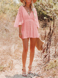 Sexy V Neck Wide Sleeve Waisted Mini Dress for Women