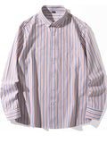 Plus Size Men's Cotton Contrast Color Stripe Shirts
