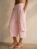 Women High Waist Baggy Streetwear Cargo Shorts Wide Leg