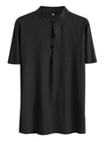 Summer Vintage Casual Short Sleeve Henley Shirt for Men