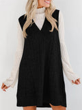 Women's Casual Solid Color Sleeveless Sweater Dress