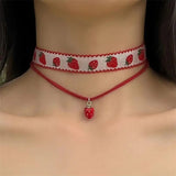 Romantic Sweet Strawberry Pendant Necklaces for Women