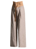 Women's Asymmetric Contrast Color High-Rise Wide Leg Straight Pants