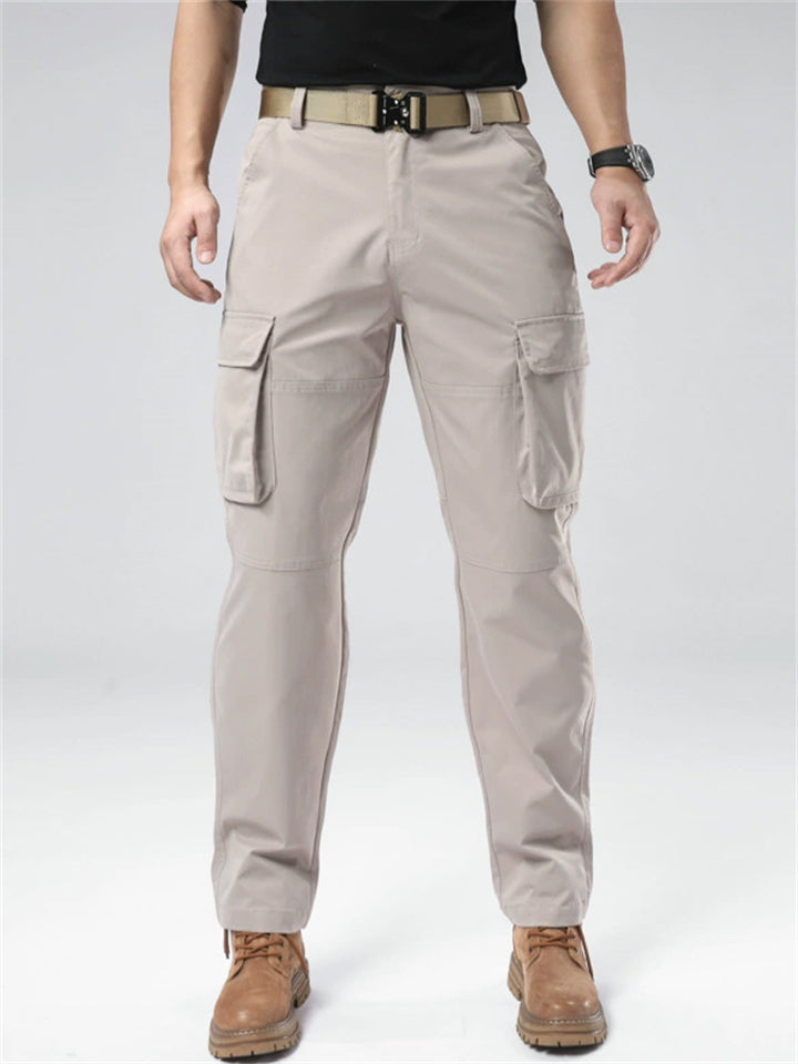 Men's Autumn Simple Solid Color Pockets Cargo Trousers