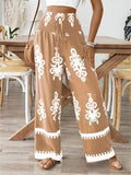 Women's Ethnic Style Printed High Waist Drawstring Wide Leg Pants