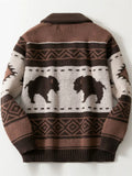 Men's Winter Street Retro Jacquard Zip Up Cardigan Sweaters