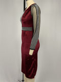 Women's Retro Mesh Patchwork Contrast Color Knee Length Dress