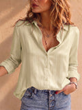 Women Breathable Button Down Long Sleeve Oversized Shirt
