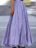 Women's Solid Color Texture Big Hem Pleated A-Line Skirt