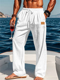 Causal Men's Linen Solid Color Drawstring Pants