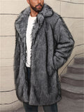 Men's Trendy Winter Mid-Length Cardigan Faux Fur Coat