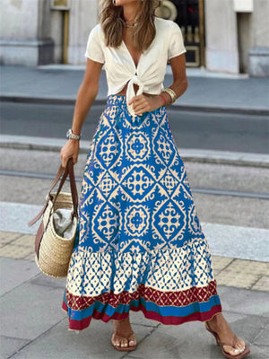 Ethnic Geometric Print Holiday Skirts for Ladies