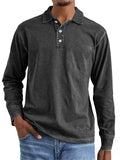 Men's Casual Distressed Long Sleeve Lapel Solid Color Shirts