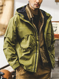 Men's Retro Long Sleeve Loose Hooded Outdoor Jacket