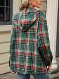 Women's Casual Autumn Contrast Color Plaid Long Sleeve Hoodies