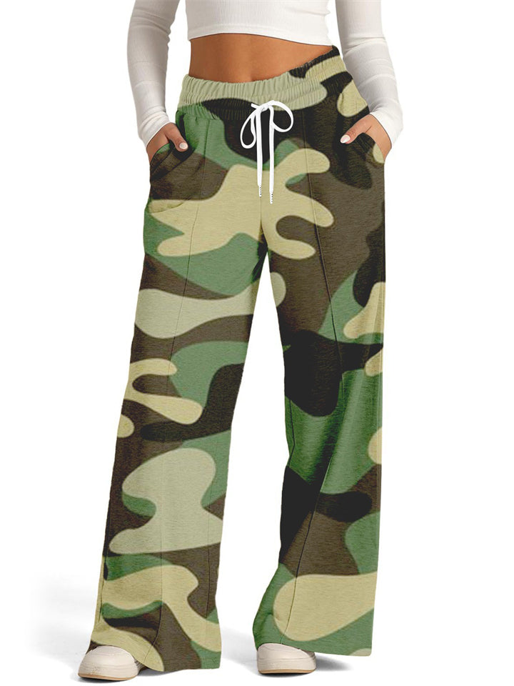 Women's Casual Loose Camouflage Print Drawstring Pants