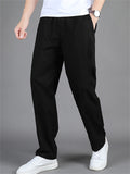 Simple Casual Slim Fit Casual Elastic Waist Cargo Trousers for Men