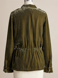 ‌Women's Autumn Velvet Vintage Waist-tightening Lapel Cargo Jacket
