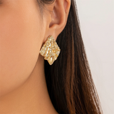 Creased Rhombus Fashion Vintage Earrings for Lady