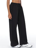 ‌Autumn Drawstring Cotton Loose Fit Sporty Straight Pants for Women