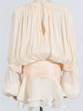Women's Bishop Sleeve Ruffled Skirt Mini Dress