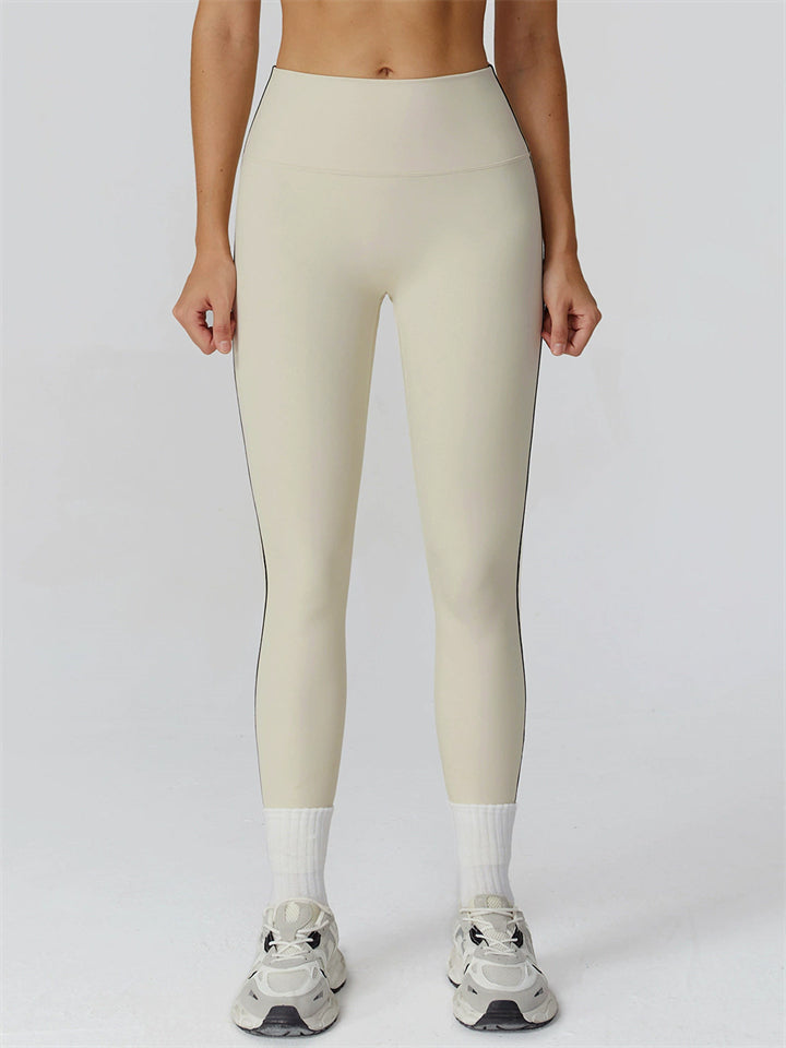 Contrast Trim Buttock Lifting High-Waist Workout Fitness Yoga Pants for Women