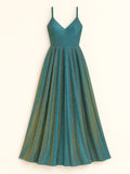 Women's Fitted Waist Sexy Backless Shining Strappy Prom Dress