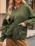 Women's Autumn Trendy Solid Color Texture Polo Collar Long Sleeve Coats