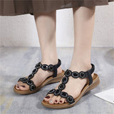 Shiny Rhinestone Bohemian Flat Sandals for Lady