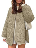Women's Autumn Solid Color Round Neck Loose Quilted Coats