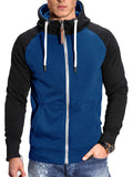 Men's Trendy Contrast Color Splicing Zipper Hoodies