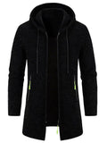 Men's Autumn Solid Color Hooded Long Sleeve Midi Length Coats