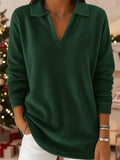 ‌Womens Loose Comfy Lapel V Neck Pullover Sweatshirt‌s