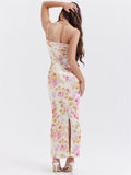 Women's Sexy Sweetheart Spaghetti Strap Rose Print Dress