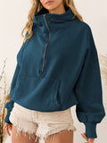 Female Trendy Long Sleeve Zipper Drawstring Sports Hoodies