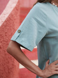 Vogue Single Breasted V Neck Loose Elegant A-line Dress for Lady