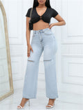 Women's Sexy Street High-Rise Ripped Washed Denim