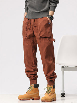 Male Thin Relaxed Fit Ankle-tied Cargo Pants