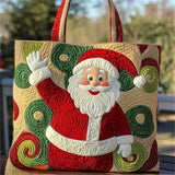 Quilted Santa Claus Canvas Tote Bag