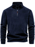 Men's Stand Collar Half-zipper Pullover Autumn Long Sleeve Fleece Tops