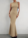 Knitted Sleeveless Ribbed Maxi Dress for Women