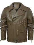 ‌Men's Punk Faux Leather Zippers Lapel Thermal Lined Biker Jackets